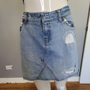 The Gap Denim Distressed and Embellished Mini Skirt, VGUC, Size 4